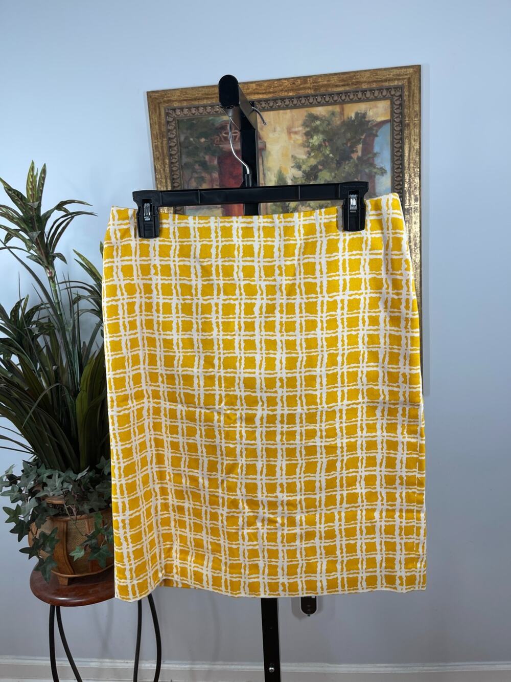 Talbots Skirt Women's 8P Yellow White Plaid Grandmacore Academic Bright & Bold
